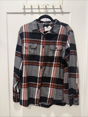 Topman Black, Navy & Rust Plaid Shirt